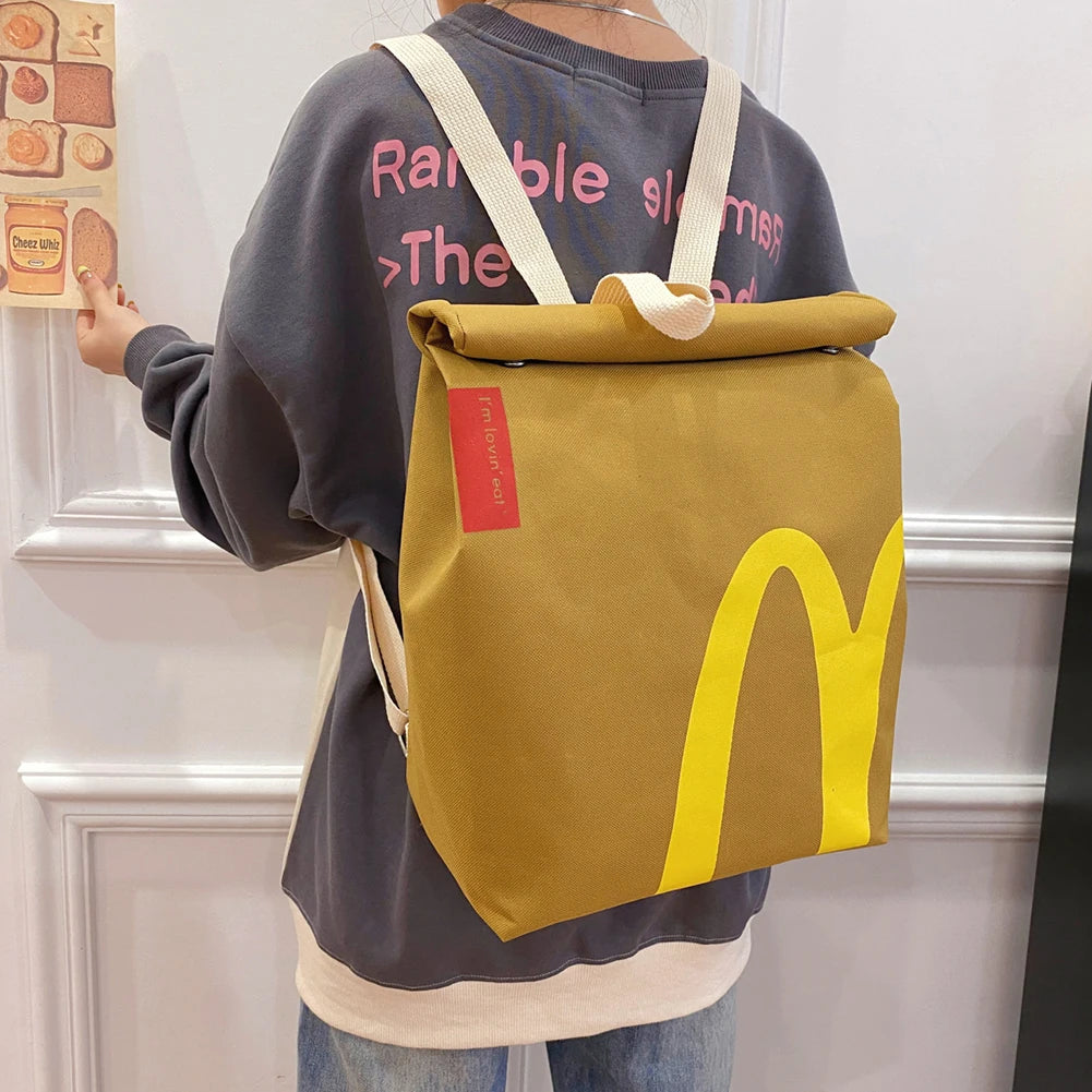 Novelty Roll Top Bag Large Capacity Commuting School Bag with Adjustable Straps Casual Daypack Creative for Women and Girls