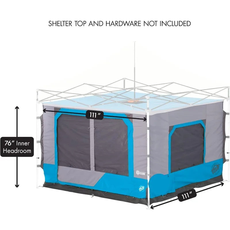 E-Z UP Camping Cube 6.4, Converts 10' Straight Leg Canopy into Camping Tent (Canopy/SHELTER NOT Included), Splash