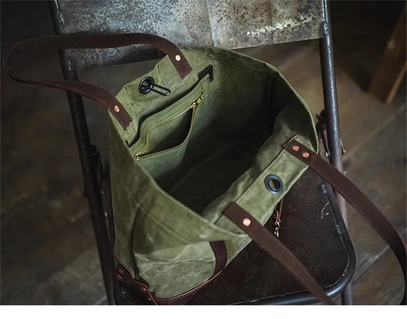 PNDME Designer High Quality Canvas Genuine Leather Men's Women's Tote Bag Fashion Retro Luxury Work Handbag Outdoor Shoulder Bag