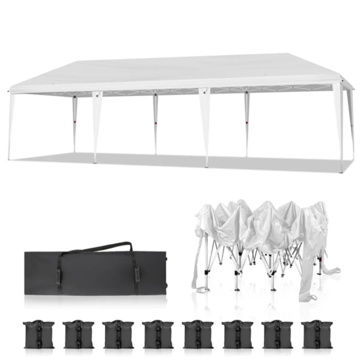 10x30ft Outdoor Pop Up Canopy, Portable Instant Canopy Tent for Outdoor Events Party Wedding Birthday Graduation Canopy Tent