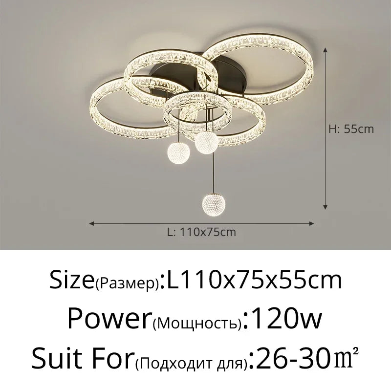 Home Decoration Chandelier Modern Light Luxury LED Ceiling Lamp For Living Room Bedroom Home Decor Indoor Lighting Light Fixture
