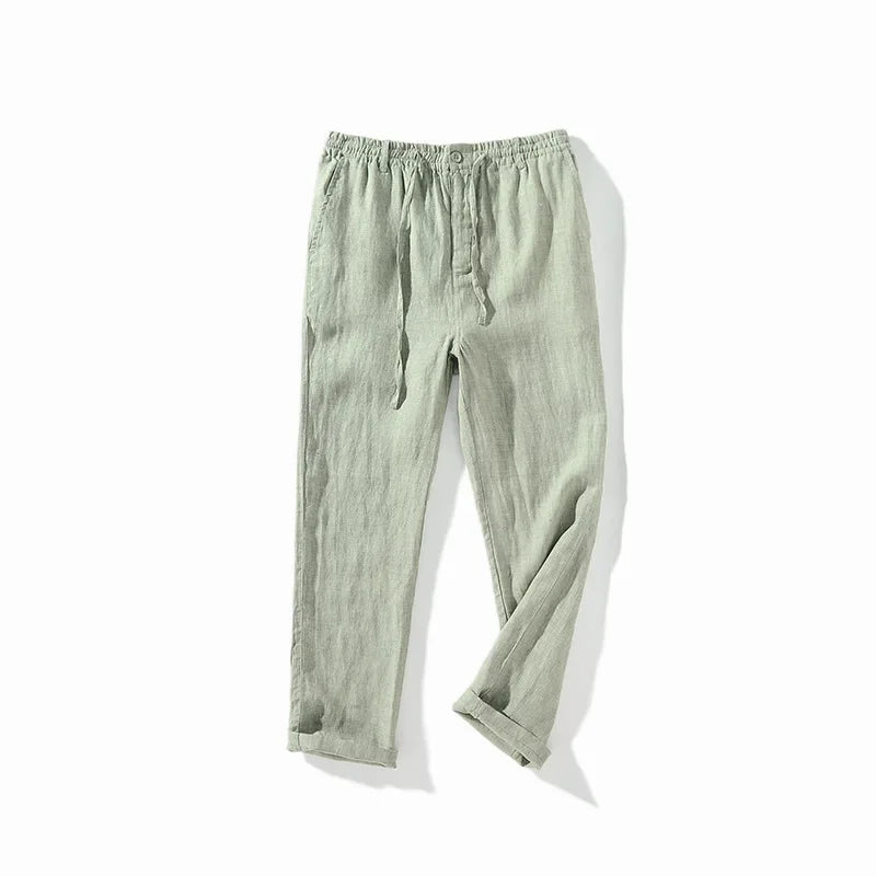 Men Dress Pants Summer New Casual Black Pants Men 100% Pure Linen Loose Fashion  Solid Color Trousers Male Brand Clothing Y2951