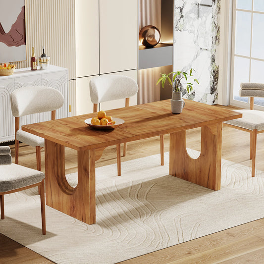 Tribesigns Modern Dining Table for 6 to 8 People, 71" Large Kitchen Dining Table with Wood Pedestal Base,