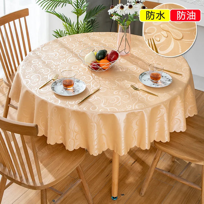 Waterproof  Round Table Cloth Pastoral PVC Plastic Kitchen Tablecloth Oilproof Antifouling Cover Dining Table Cloth Decorate