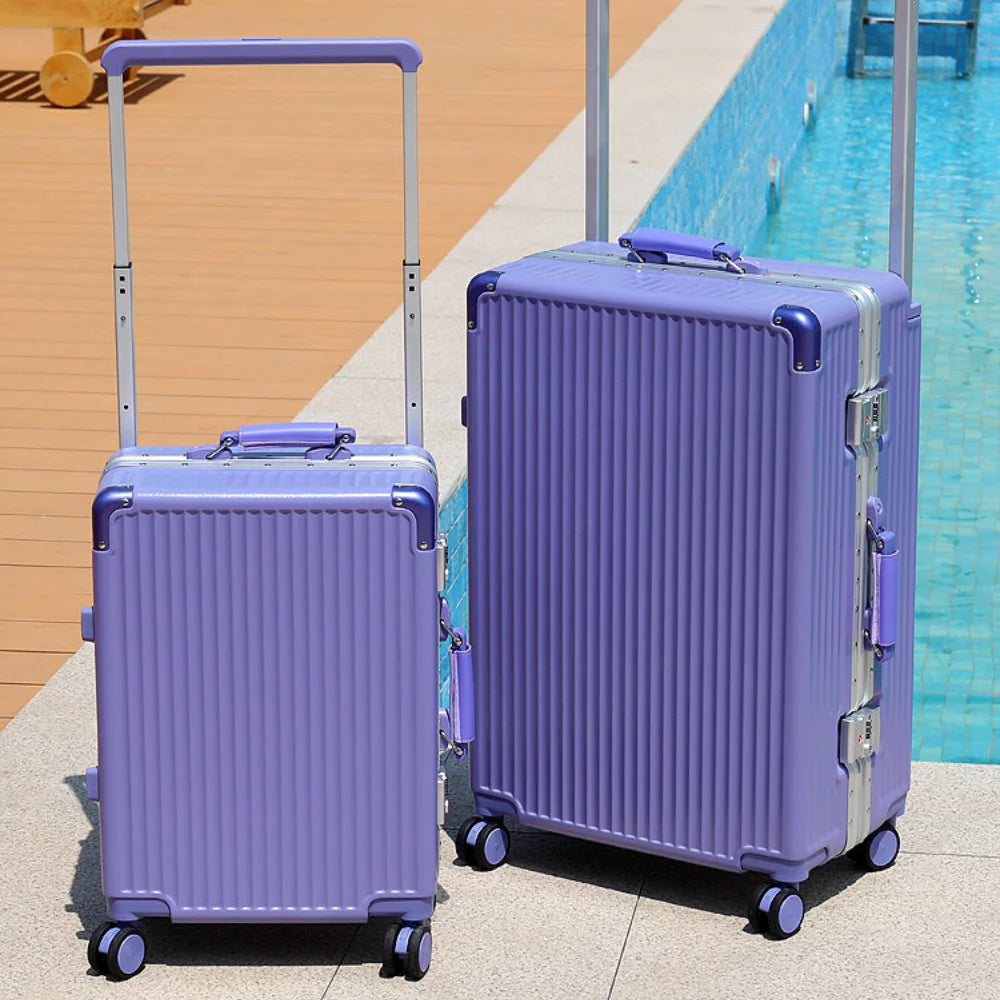 Suitcase Wide Handle Travel Suitcase Men 20 22 24 26 inch Carry-On Rolling Luggage Women PC Aluminum Frame Trolley Case