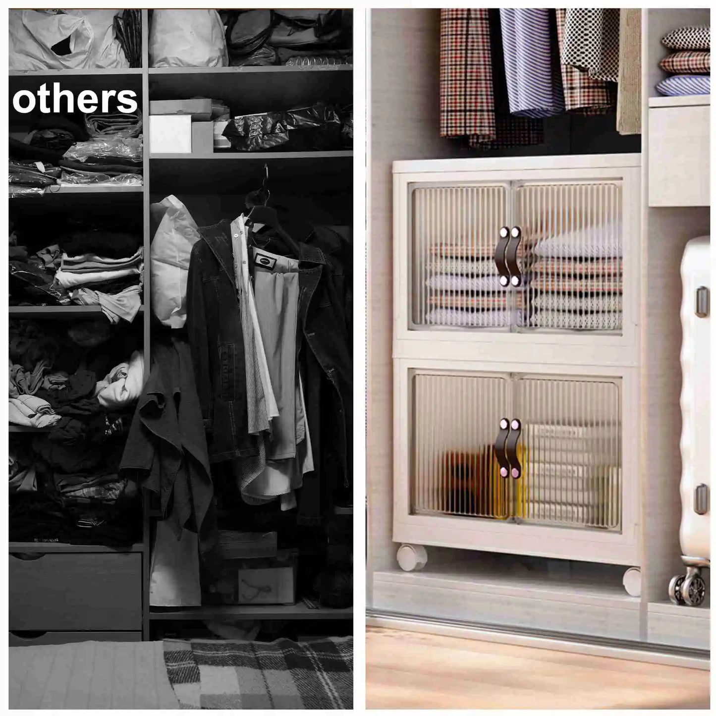 Foldable Storage Cabinet 1 Layer Plastic Bin Box 360 Degree Rotatable Stackable 100 Gal Large Capacity Foldable Storage Box