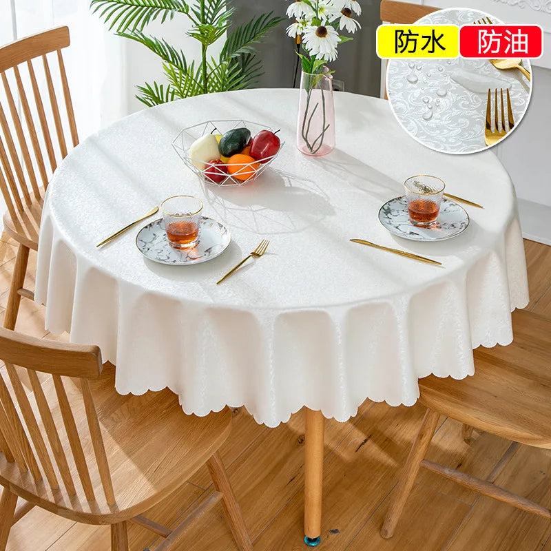 Waterproof  Round Table Cloth Pastoral PVC Plastic Kitchen Tablecloth Oilproof Antifouling Cover Dining Table Cloth Decorate