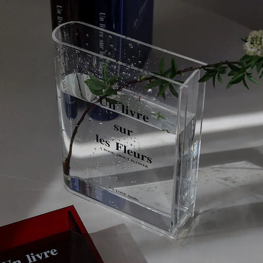 Clear Book Flower Vase Creative Acrylic Transparent Vase The Mystery Of Growth Book Vases Modern Decorative Vases Room Decor
