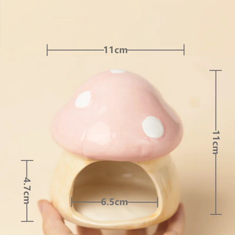 2023 Cute Ceramic Mushroom House Pet Items Hamster Cage Small Pet Bowl For Rabbit Ferret Rat Chinchilla Hedgehog Pet Products