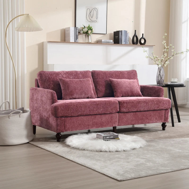 Mid Century Modern Chenille 2-Seat Loveseat Sofa Brown Wood Feet Upholstered Couch for Living Room Bedroom Reading Couch