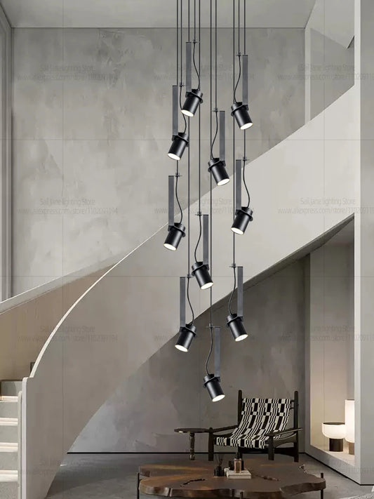 Led Spotlights Chandelier Minimalist Modern Living Room Lighting Home Decoration Hanging Restaurant Lamp Stairs Pendent light