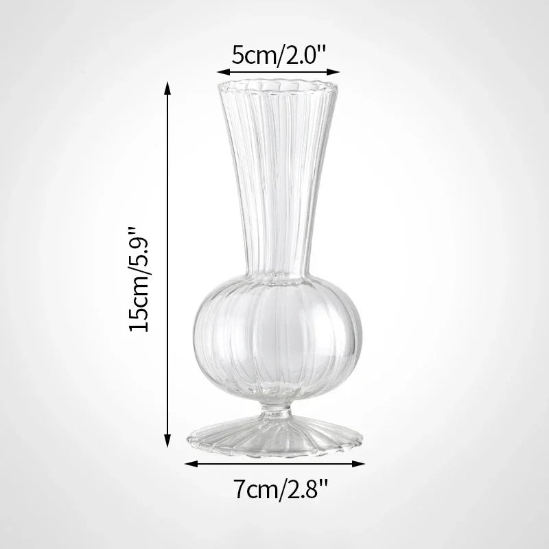 Clear Glass Vase Modern Decorative Small Flowers Vases Minimalist Floral Vases Aesthetic Home Decor Wedding Table Centerpieces