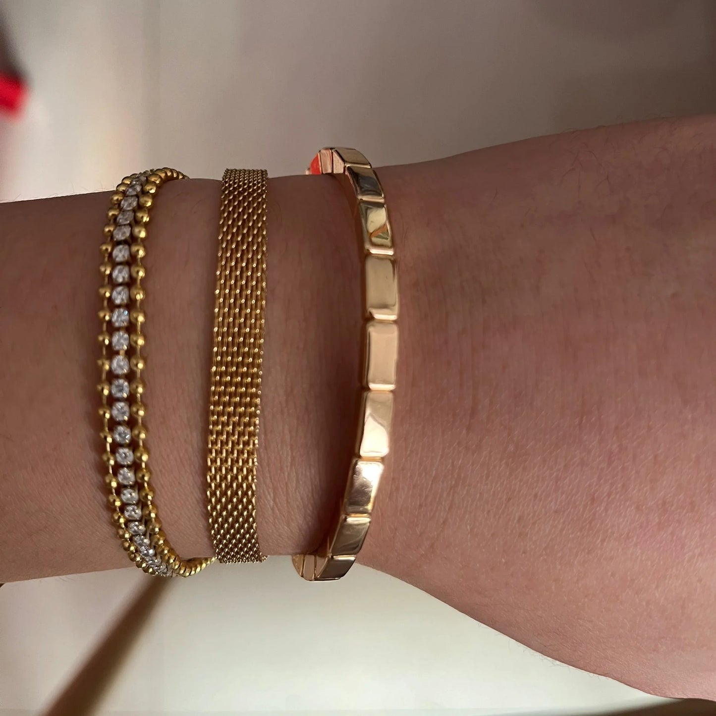 ZMZY European Mesh Tennis Bracelet For Women Fashion Gold Plated Stainless Steel Chain Jewelry Crystal Bead Bracelet Jewellery