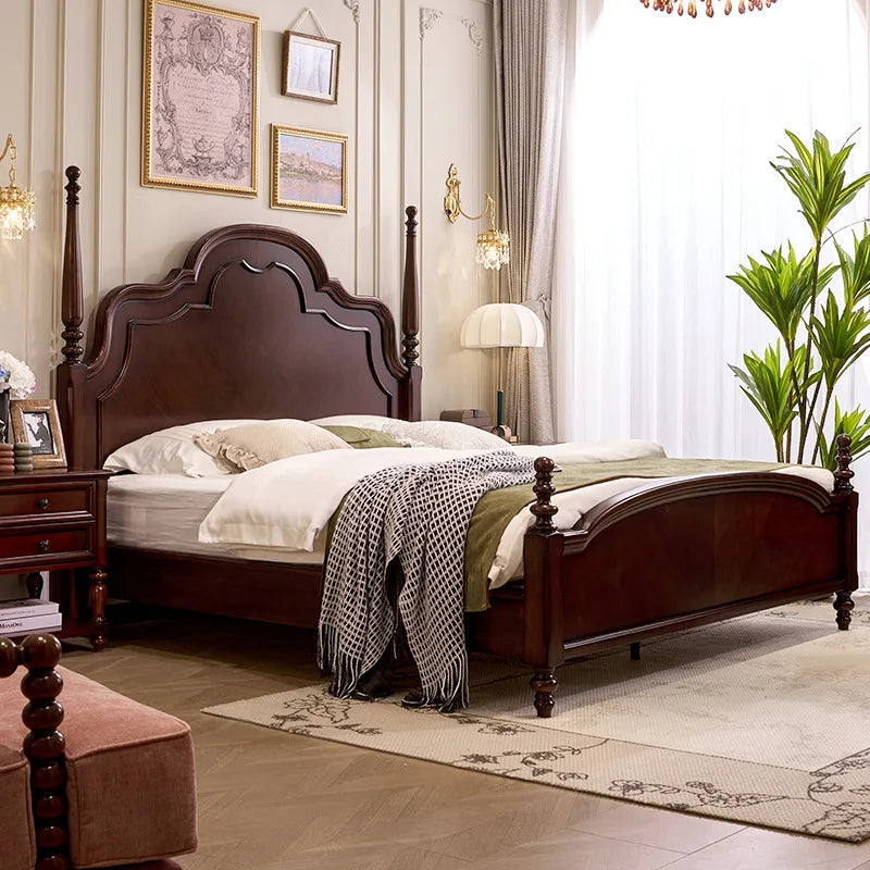 (FAS grade peach blossom core) high-end retro solid wood bed French Anna bed medium antique bed 1.8 double solid wood bed