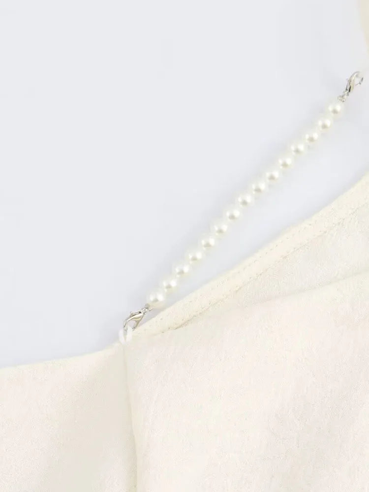 Women's clothing 2024 new fashion French simple elegant new Chinese irregular beaded halter neck dress