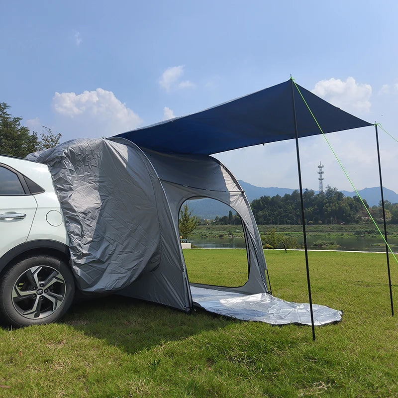 Rear Car Tents with Rainfly, Sun Shade, Tarp Included, SUV Camping Tents, Tailgate Tents, Waterproof Rain Cover, Multifunction