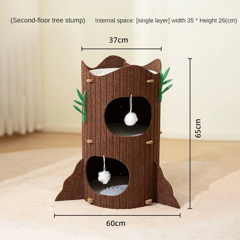 Multi-layer Tree Stump Cat Climbing Frame Small Sisal Bucket Felt Cat Nest Scratch-resistant Sisal Cat Tree Pet Toys