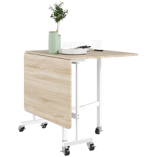 Homcom Folding Dining Table for 4-6 People with Wheels 120X80X73 cm