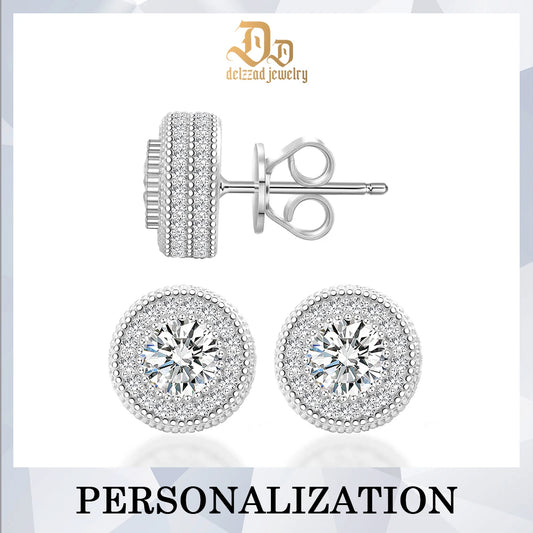 Delzzad 0.1-1ct 100% S925 Sterling Silver D Color Moissanite Women's Premium Sparkling Earrings Diamond Luxury Fine Jewelry Gift