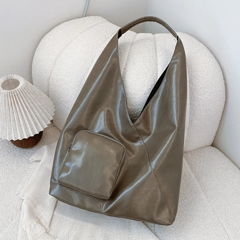 Womens Tote Bag Fashion Shoulder Bags PU Leather with Zipper Pockets Large Hobo Shoulder Bag Shopper Travel Bag Slouchy Hobo Bag