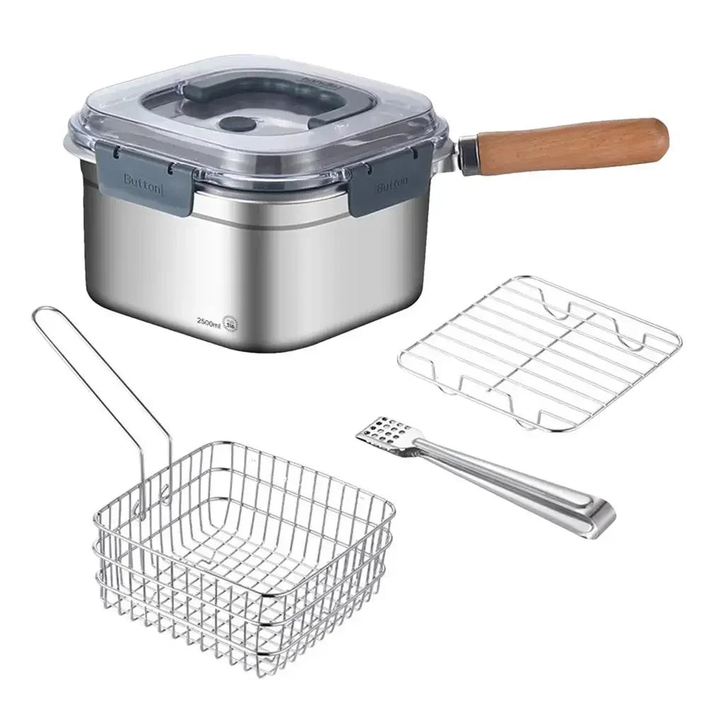 Detachable Fry Pan Stainless Steel Camping Cookware Set Multifunctional Cooking Equipment Deep Fryer Pot