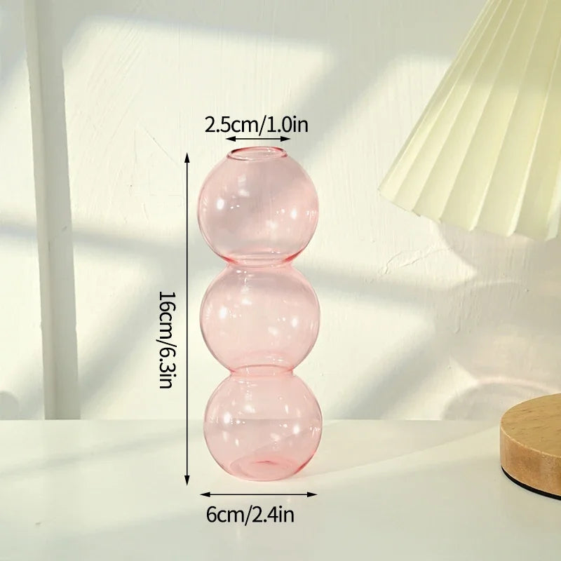Nordic Glass Bubble Vases Hydroponic Flower Vase Creative Spherical Flower Vases Stained Bubble Glass Vase Home Office Decor