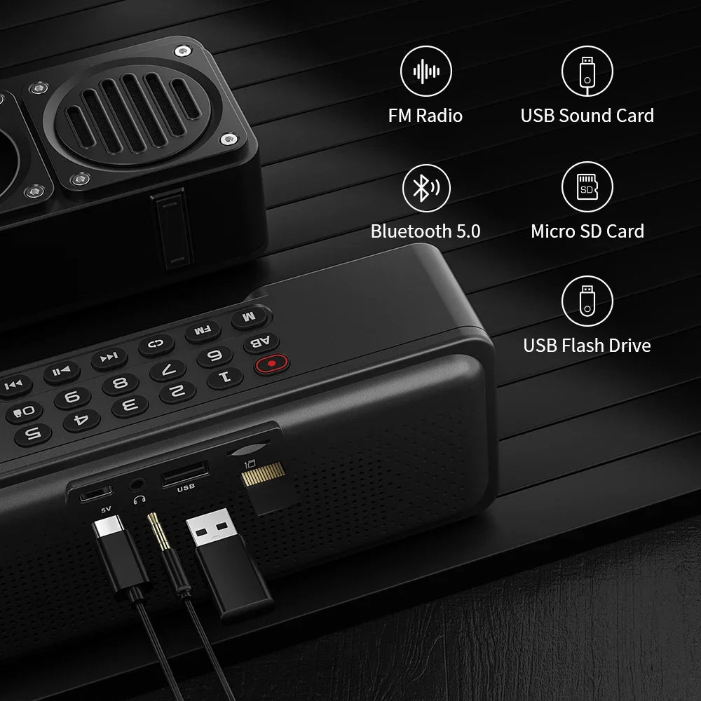 MLOVE Portable Bluetooth Speaker with FM Radio LCD Screen Multifunctional HD Free Call TF Card Support Wireless Outdoor Speaker