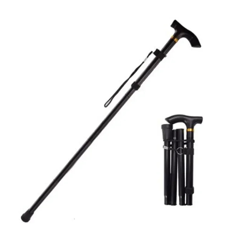 Multifunction Walking Stick Trekking Poles Telescopic Foldable Hiking Cane Crutch for Elderly Outdoor Climbing Travel Support