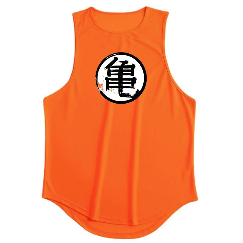 Japanese anime turtle pattern men's fitness clothes fitness vests quick-drying fitness T-shirts muscle sleeveless T-shirts