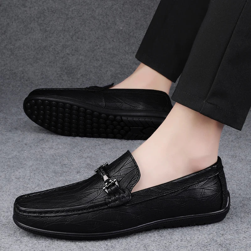 High End Loafers Shoes Casual Leather Shoes Men's Handmade Business Formal Flat Shoes Driving Footwear Breathable Male Moccasins
