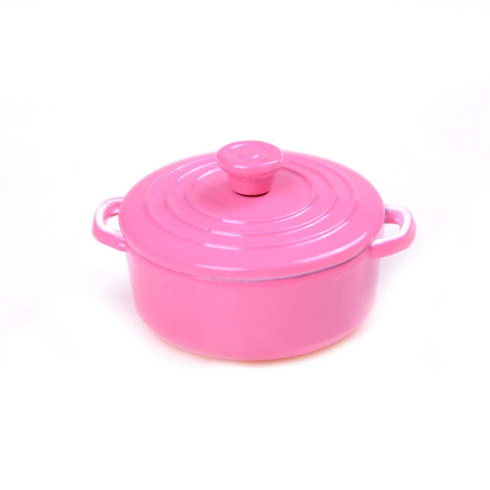 Mini Pot Boiler Pan With Lid Kettle Doll House Accessories Dollhouse Miniature Kitchen Utensil Cooking Ware Play Kitchen Toy