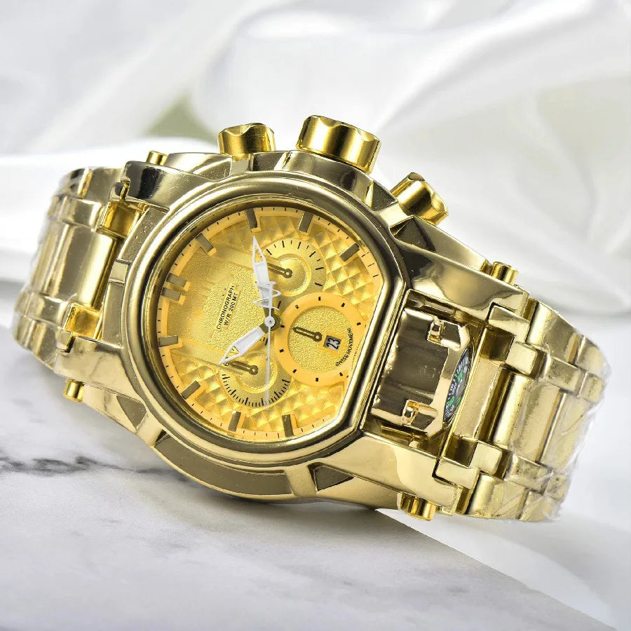 Men's Chronograph Watch - Luxury Invincible Relógio Masculino