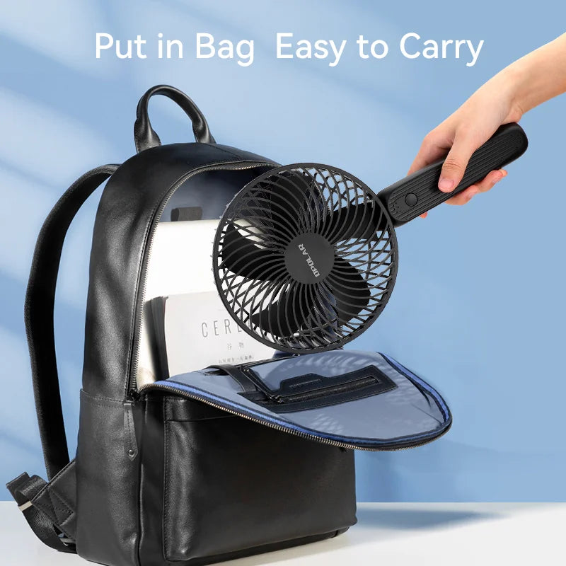 Opolar 10000mAh Handheld Mini Fan Foldable Camping Fan Silent Strong Wind Rechargeable Air Cooler Home Outdoor Room Travel USB