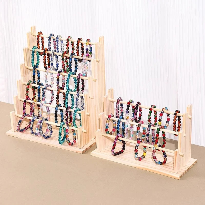 Wooden Bracelet Stand and Display 6 Tier Bracelet Holder Organizer Displays for Selling Stand for Jewelry Bangle