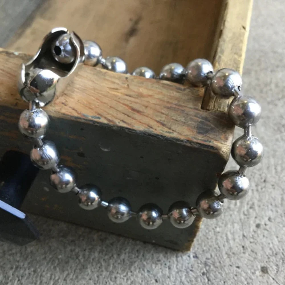 6mm 8mm 10mm Stainless Steel Bracelet For Men Women Beads Bracelet Grunge Chunky Ball Chain Bracelet Y2K Punk Style Jewelry