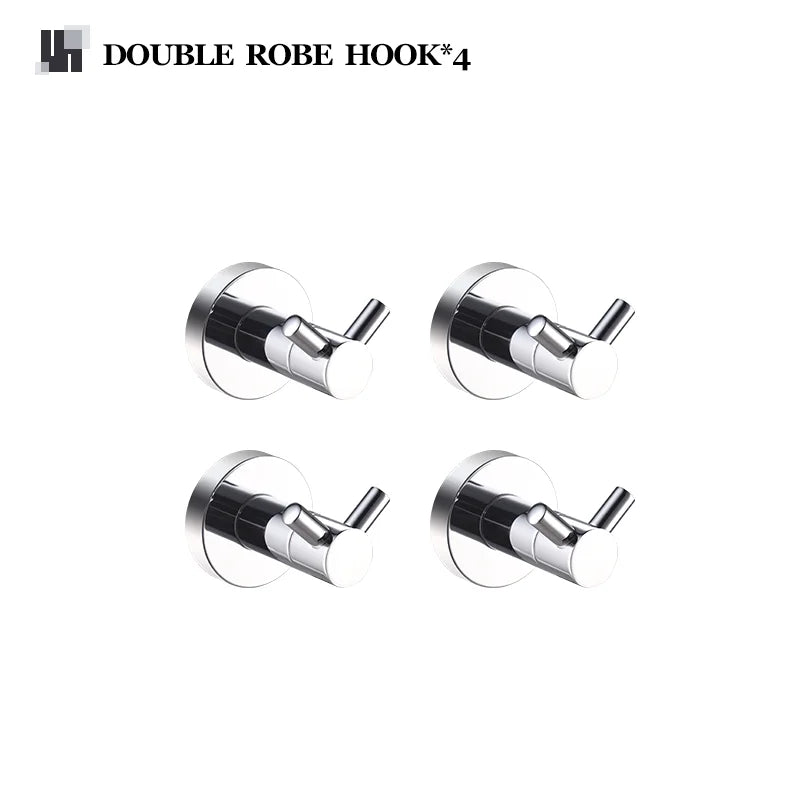 Bathroom Accessories 304Stainless Steel Hardware Kit Wall Mount Clothe Hook Paper Holder Towel Bar Toilet Brush Holder Soap Dish