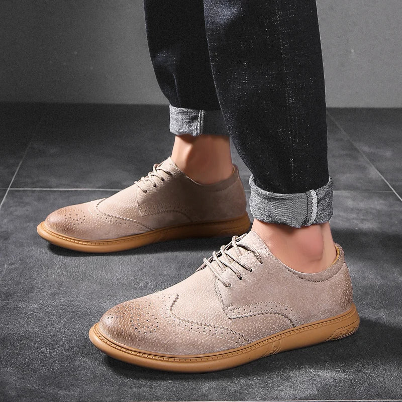 Spring Autumn Mens Brogue Shoes British Casual Business Formal Dress Footwear Classic Man Casual Leather Shoes Mens Leather Shoe