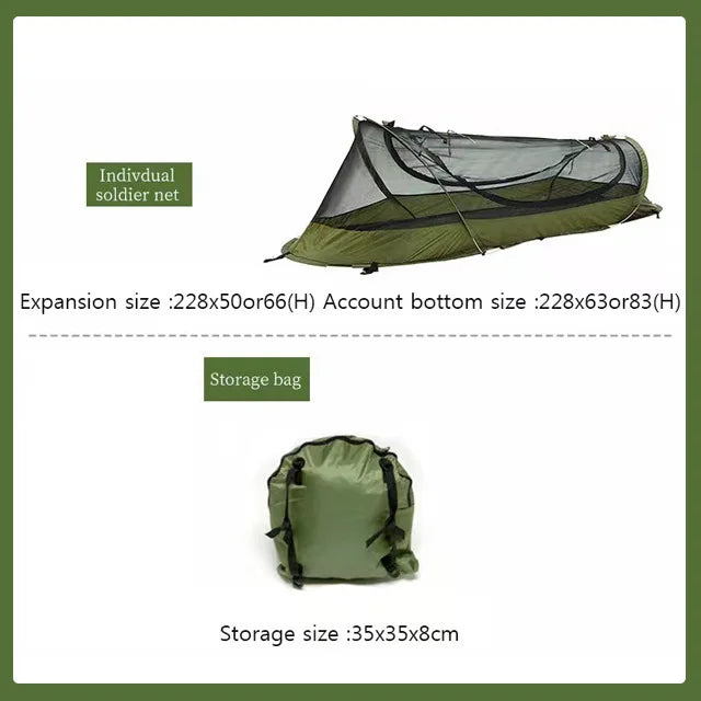 Outdoor Camping Travel Tactical Tent Single Person Field Adventure Folding Rainproof Boat Bed Tent Sunshade Tourist Beach Tent