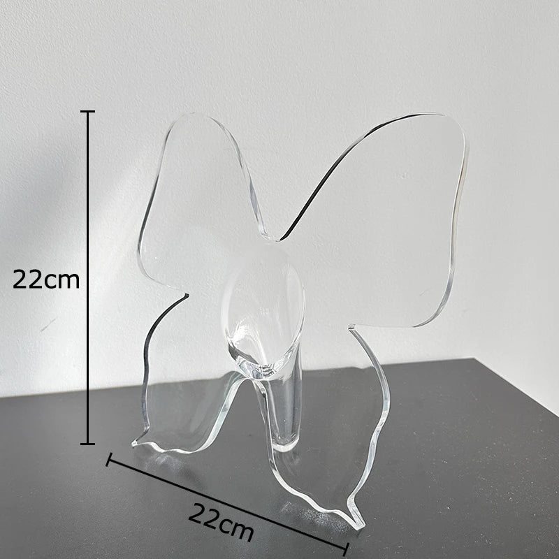 Transparent Butterfly Vase Flowers Pot Desk Decoration Flower Arrangement Butterfly Decorative Floral Vases Room Aesthetic Decor