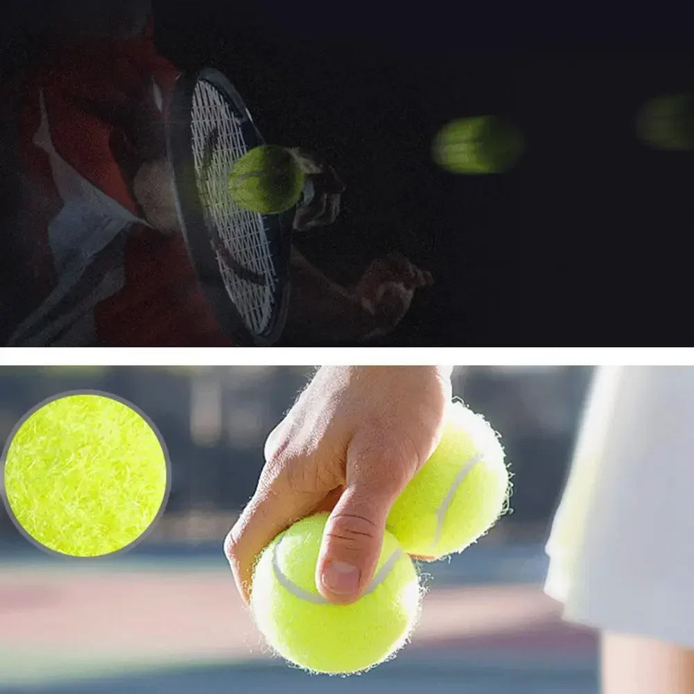 3PCS High Elasticity Tennis Professional Tennis Training Game Ball Outdoor Dogs Bite Chase and Chomp 63mm Tennis Ball Racquet