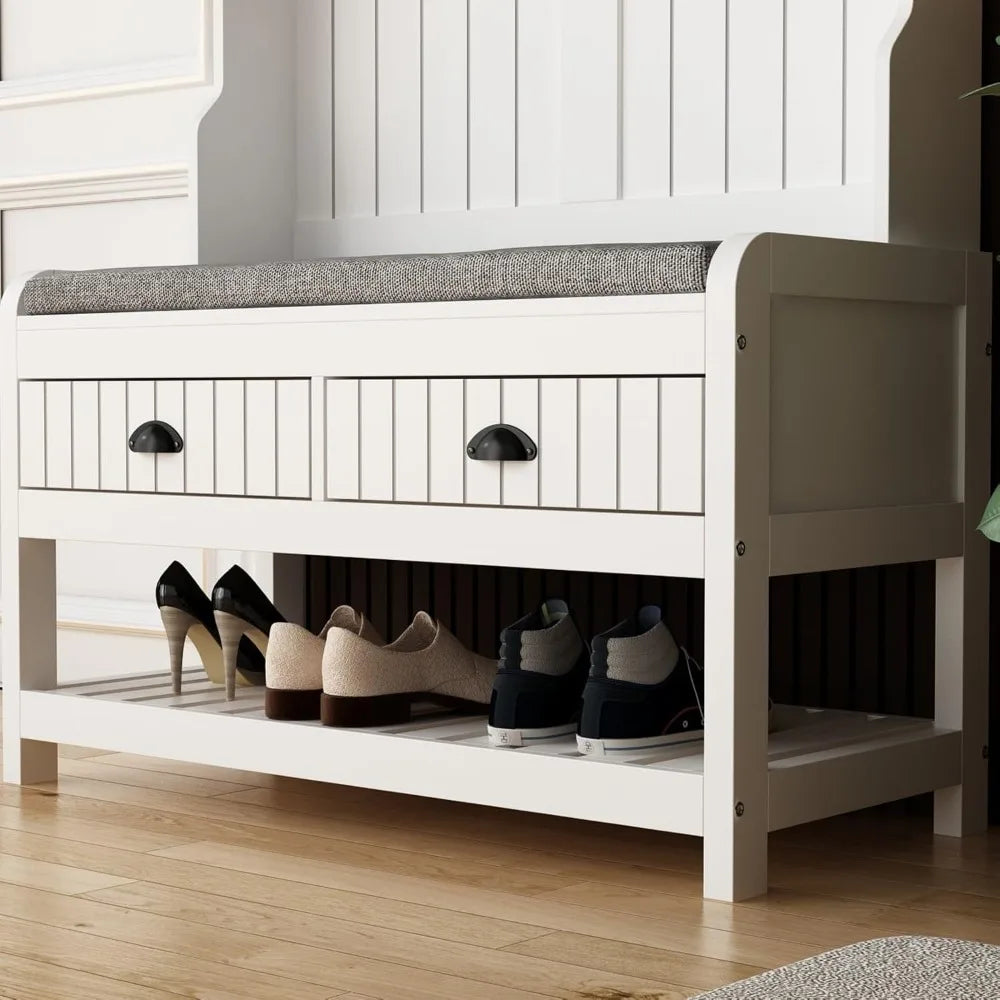 Entryway Hall Tree with Bench, Mudroom Coat Rack and Shoe Storage, Hanging Hooks, Mudroom Storage Organizer