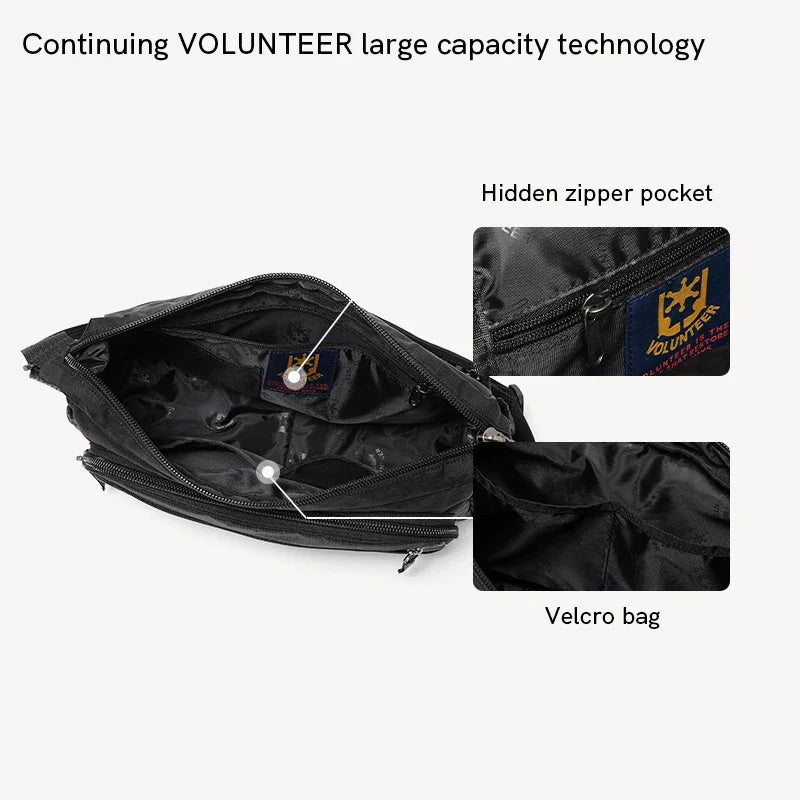 Volunteer Men's Crossbody Shoulder Bag Multipurpose Laptop Messenger Bag Casual Oxford Commuter Lightweight Sling Bags 1829-06