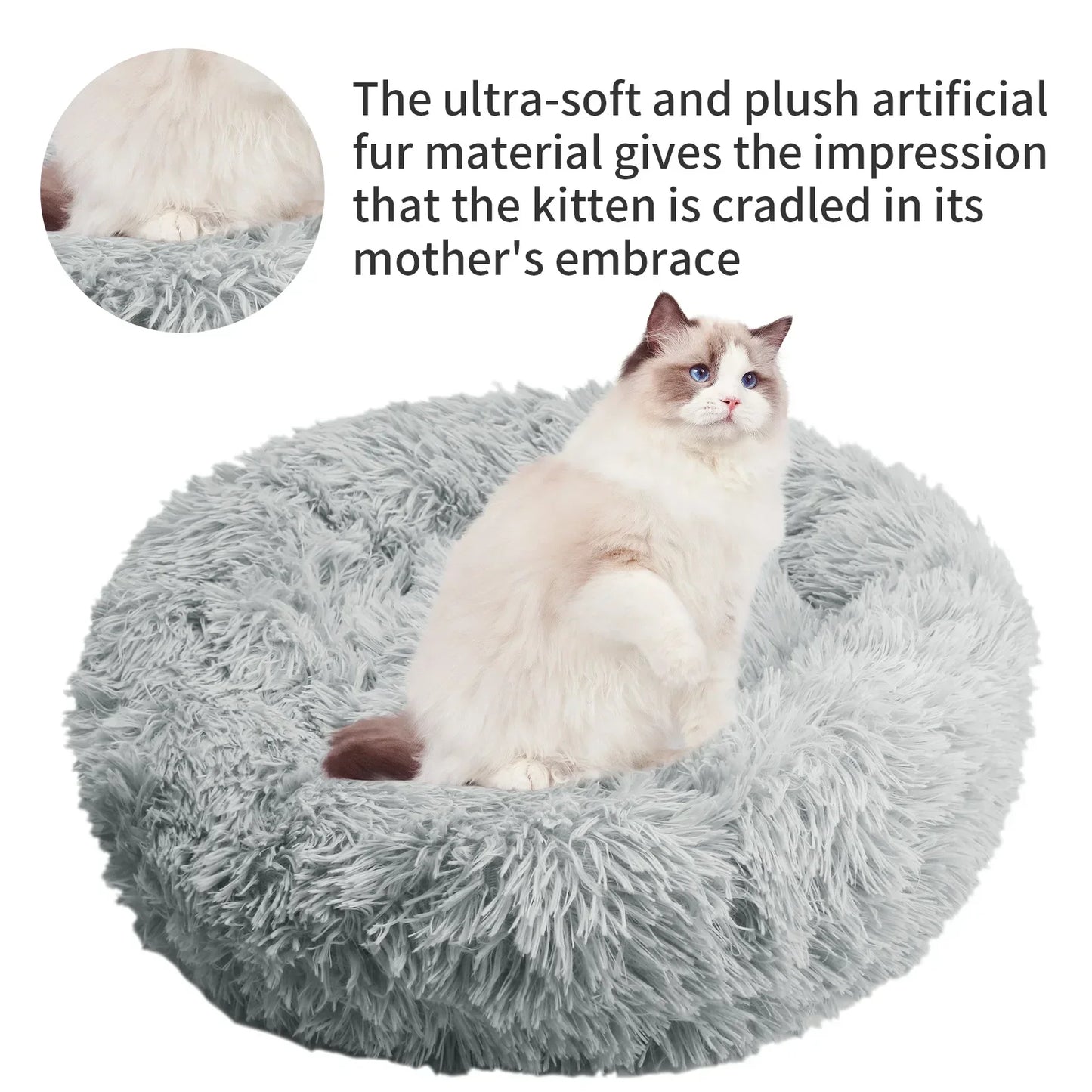 35cm Round Pet Bed for small Dog Bed Super Soft Cat Bed Long Plush Dog House for small Dog House Winter Warm Sleeping Mats