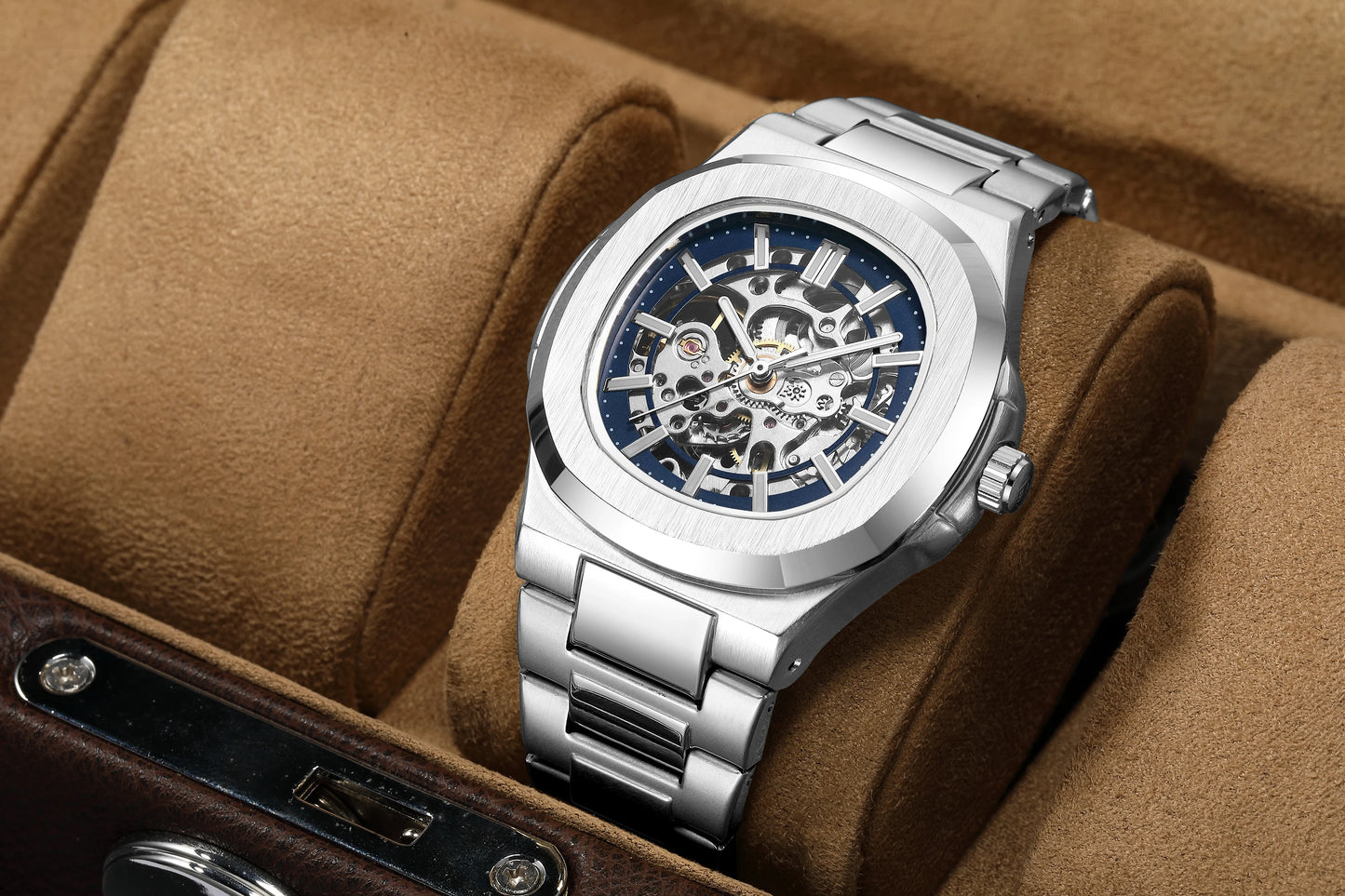 Men's Watches Luxury Automatic Watch For Men Mechanical Wristwatch Skeleton Stainless Steel Sapphire glass Male Clock 2023