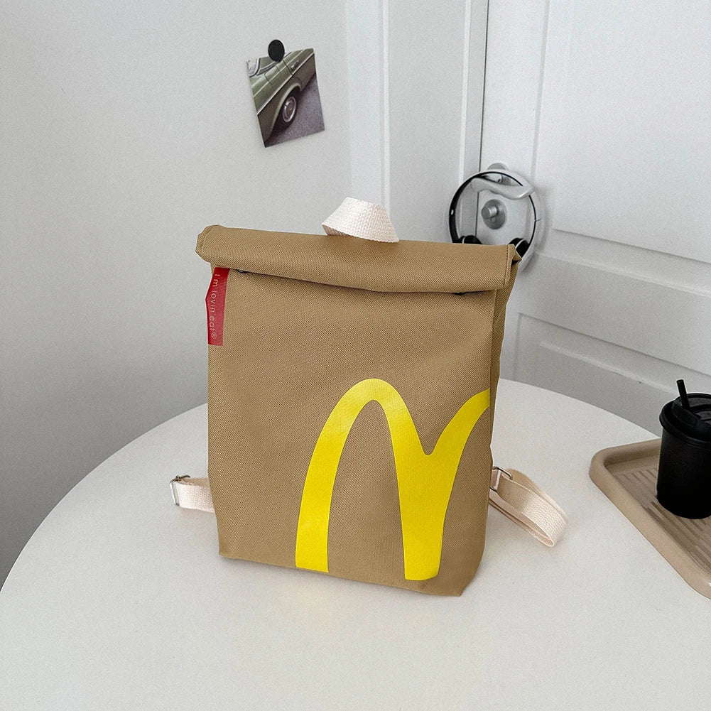 Novelty Roll Top Bag Large Capacity Commuting School Bag with Adjustable Straps Casual Daypack Creative for Women and Girls