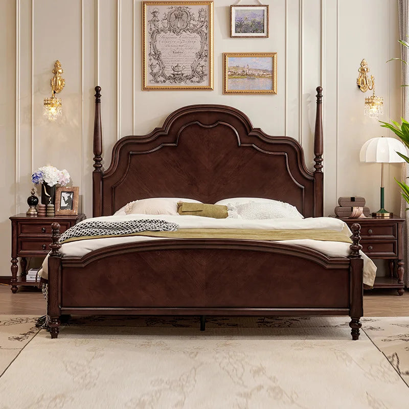 (FAS grade peach blossom core) high-end retro solid wood bed French Anna bed medium antique bed 1.8 double solid wood bed