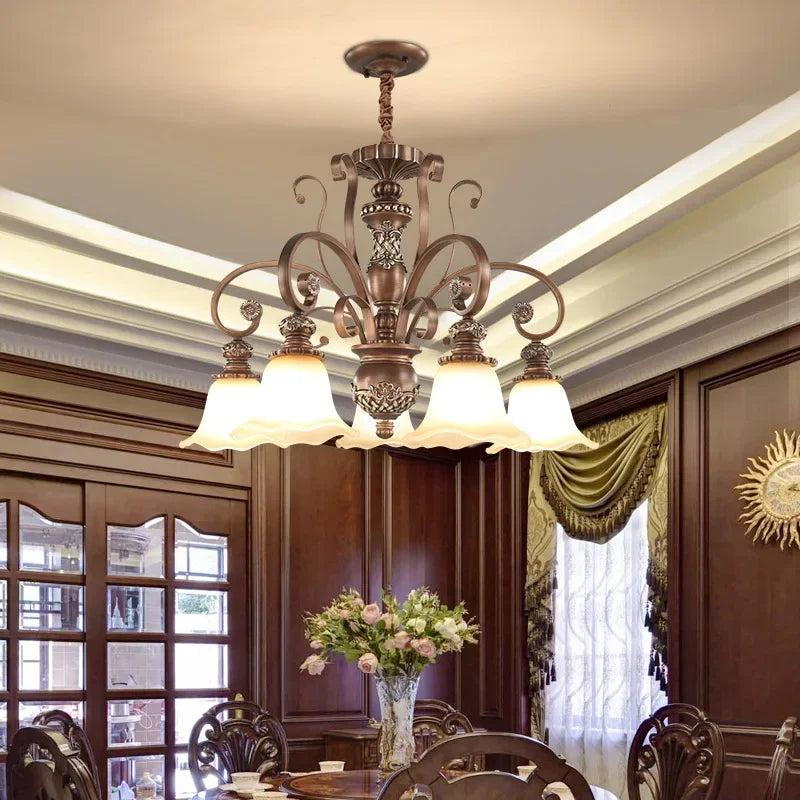 Home Decor Retro Luxury Chandeliers Classical LED Hanging Lamp for Villa Living Dining Room Indoor Lighting Suspension Luminaire
