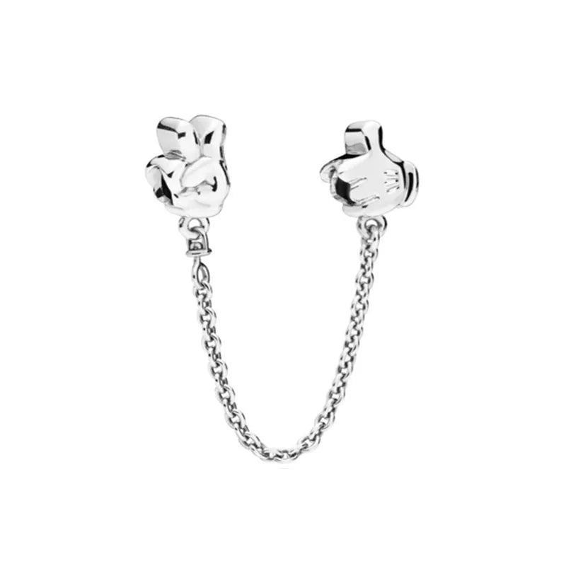 New 925 Silver Horseshoe Clover Star Cat Charm True eyes Pendant Safety Chain Bead Fit Original Bracelet Jewellery Gift dragon