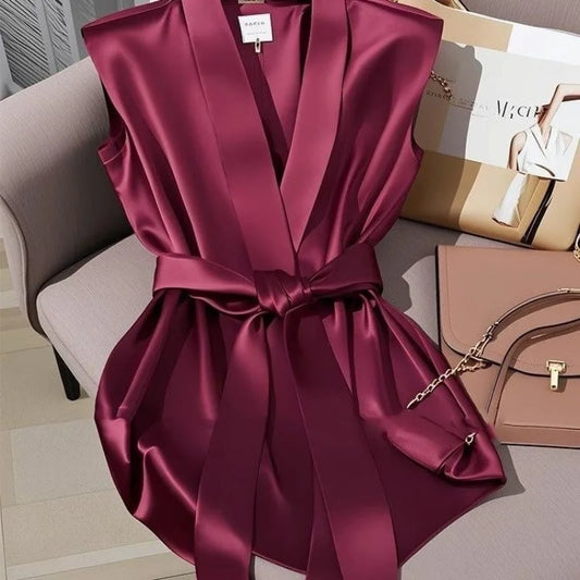 618 Women Clothing Casual Fashion Loose Simplicity Elegant Trend Solid Color Sleeveless Temperament Cardigan Evening Dresses