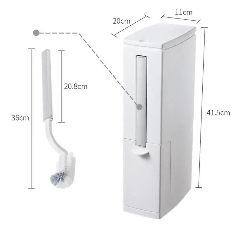 Bathroom Plastic Trash Can with Toilet Brush Waste Bin Narrow Dustbin Garbage Bucket Bathroom Kitchen Household Cleaning Tools